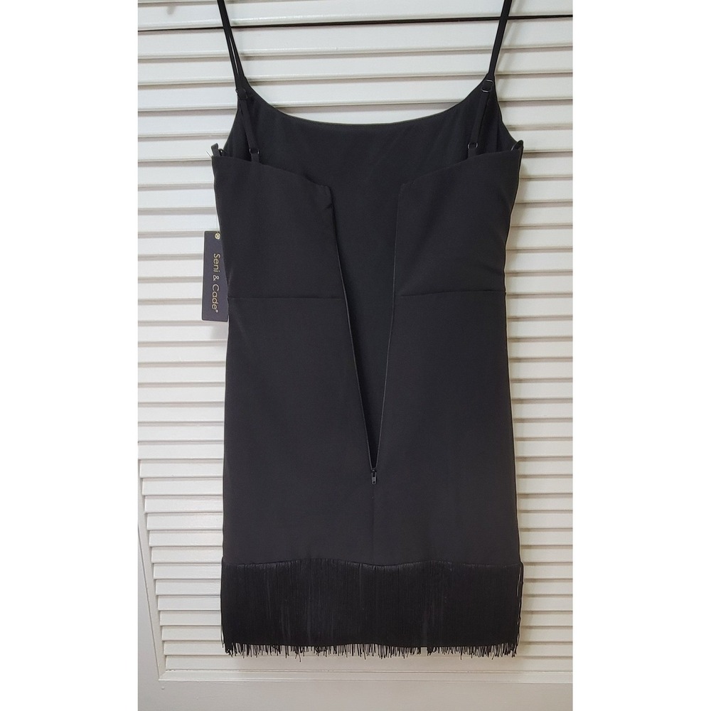 Fringe Mini Black Dress Slim Blue  XS NWT Seni & Cade cocktail party